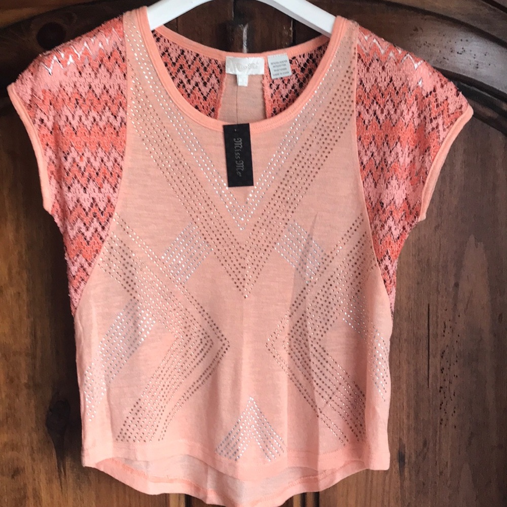NWT Miss Me peach top